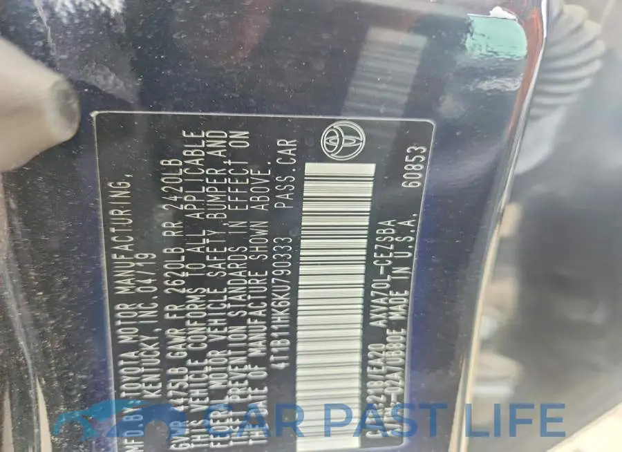 4T1B11HK6KU790333# 12