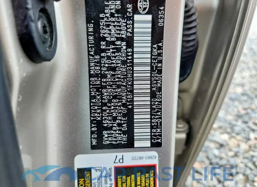 4T1BF1FK0HU311448# 12