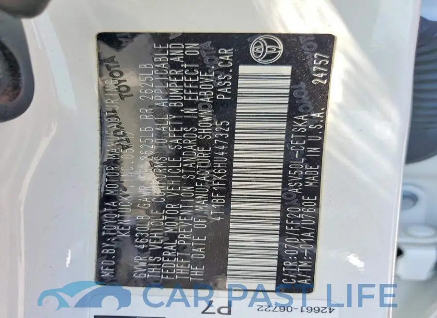 4T1BF1FK6HU447325# 12