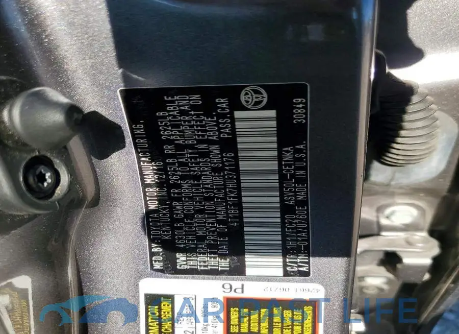 4T1BF1FK7HU371176# 12