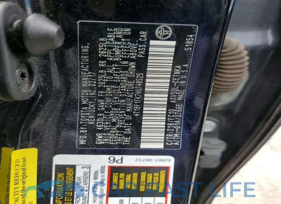 4T1BF1FK7HU748525# 12