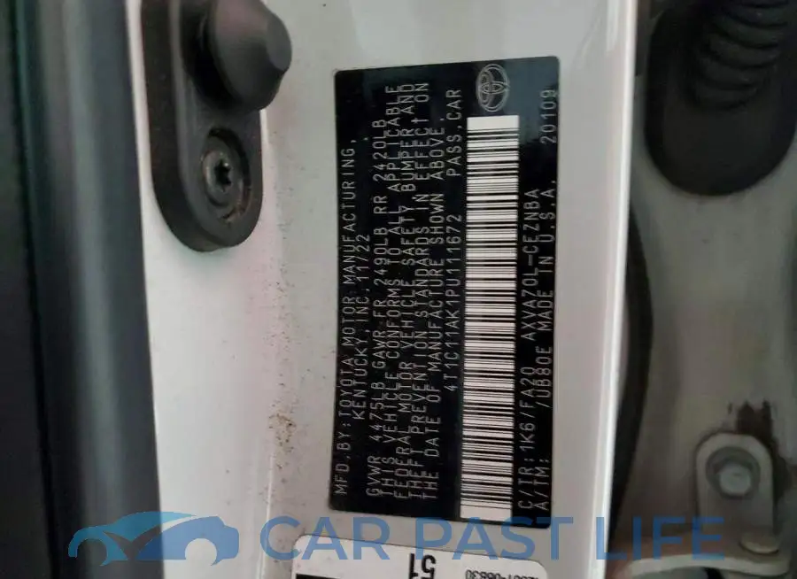 4T1C11AK1PU111672# 12