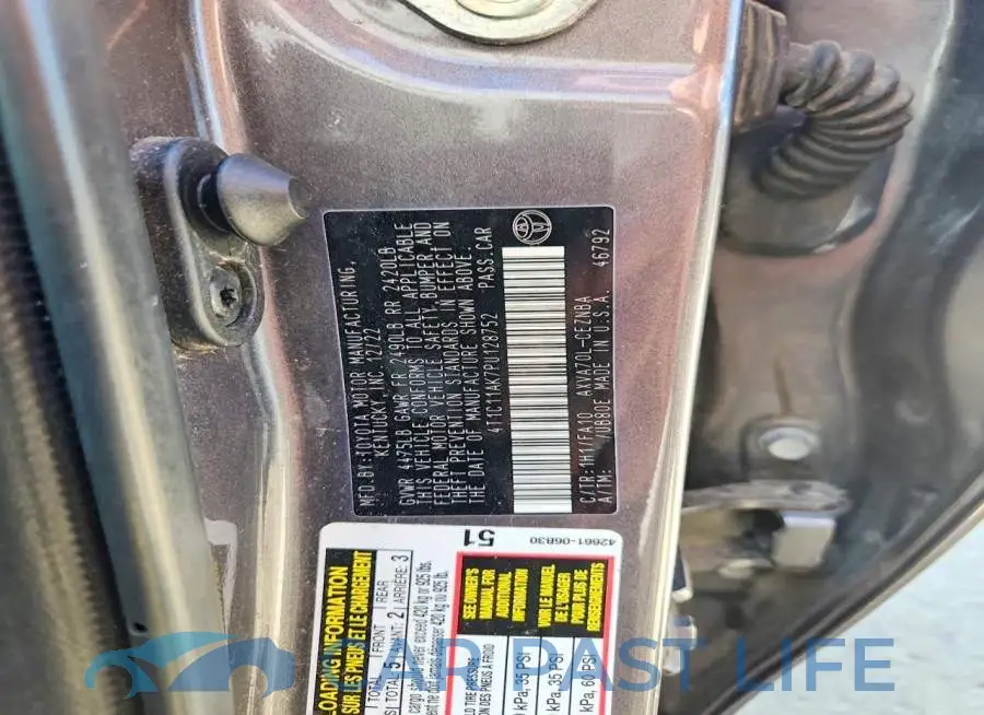 4T1C11AK7PU128752# 12