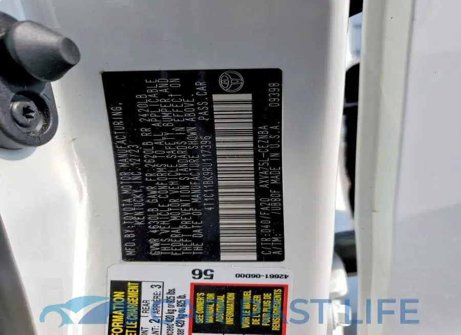4T1C11BK9RU117396# 12