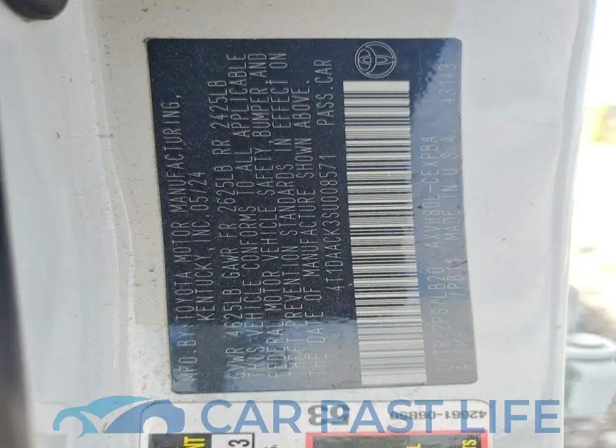 4T1DAACK3SU008571# 13
