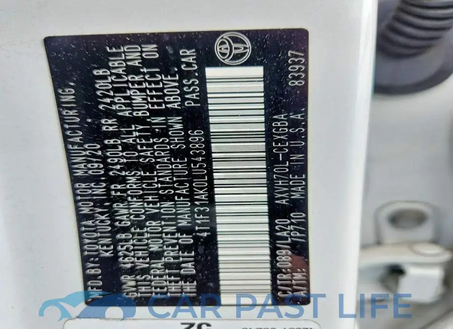 4T1F31AK0LU543896# 12