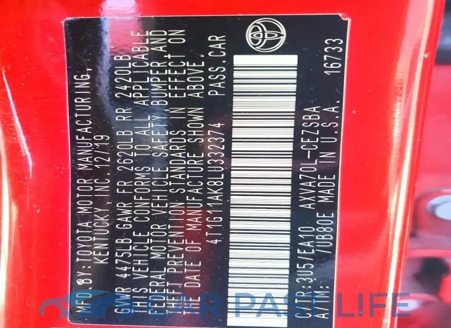 4T1G11AK8LU332374# 13