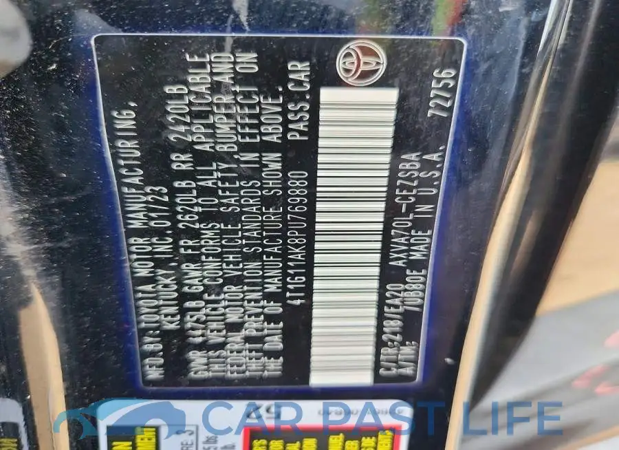 4T1G11AK8PU769880# 12