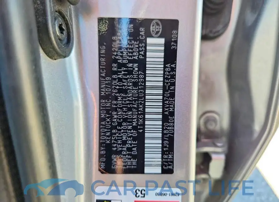 4T1K61AK2LU312987# 12