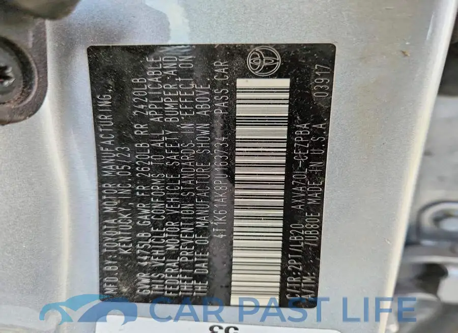 4T1K61AK8PU163734# 12