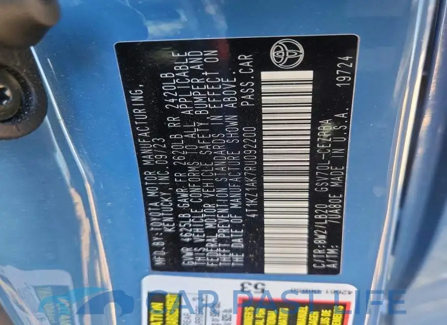 4T1KZ1AK7RU092200# 12