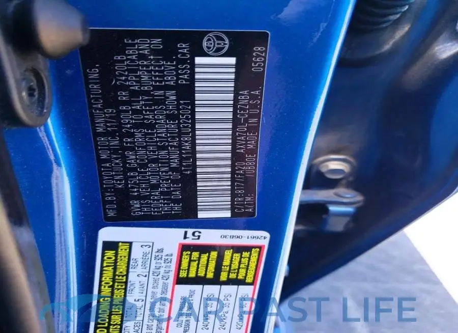 4T1L11AK8LU325021# 12