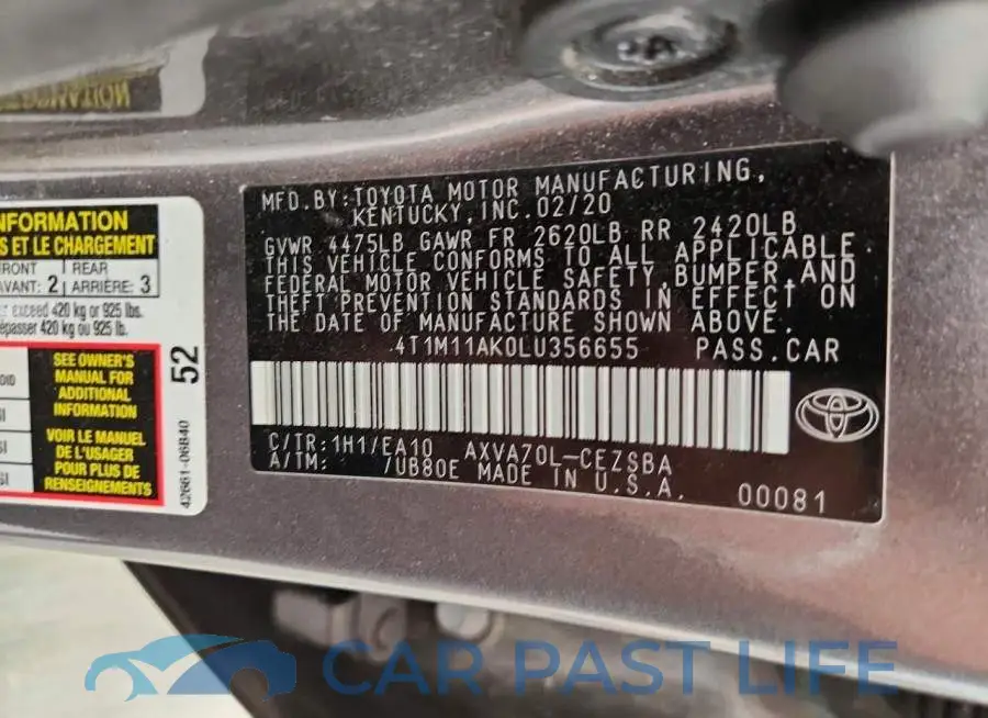 4T1M11AK0LU356655# 12