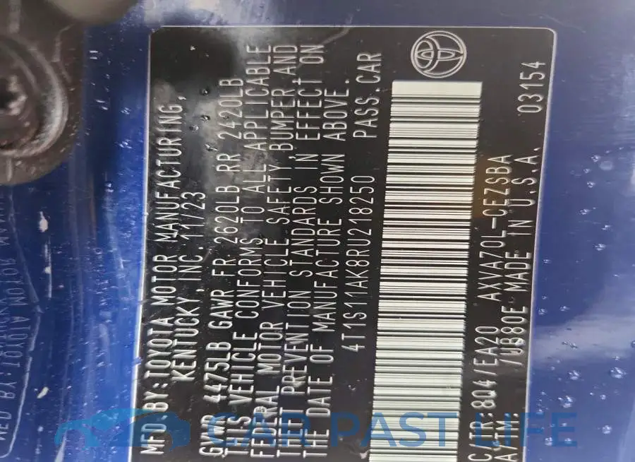 4T1S11AK8RU218250# 12