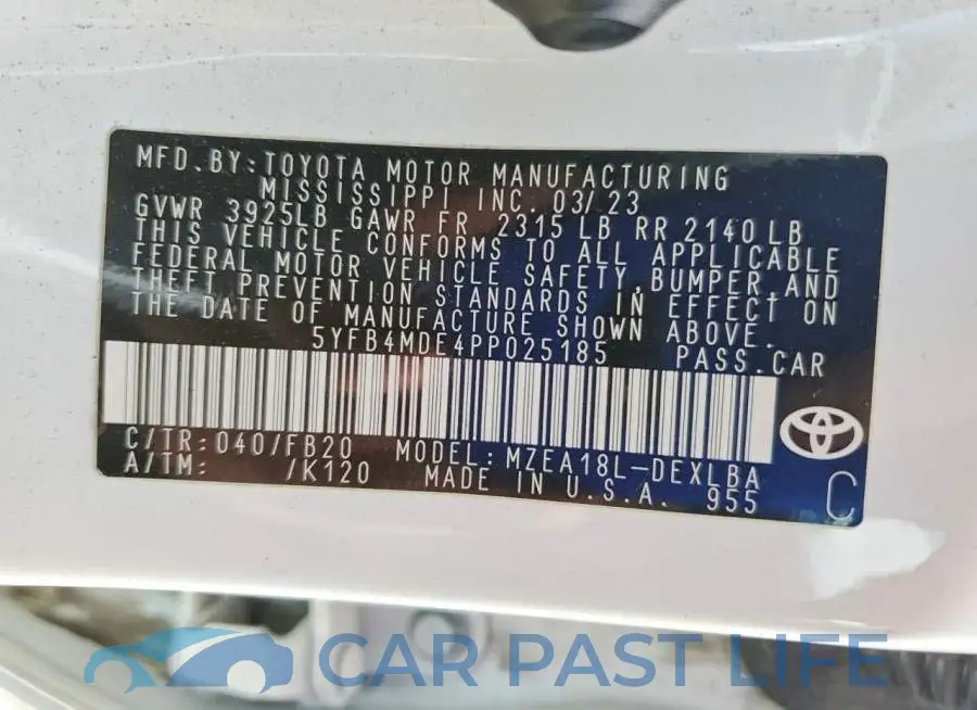 5YFB4MDE4PP025185# 12
