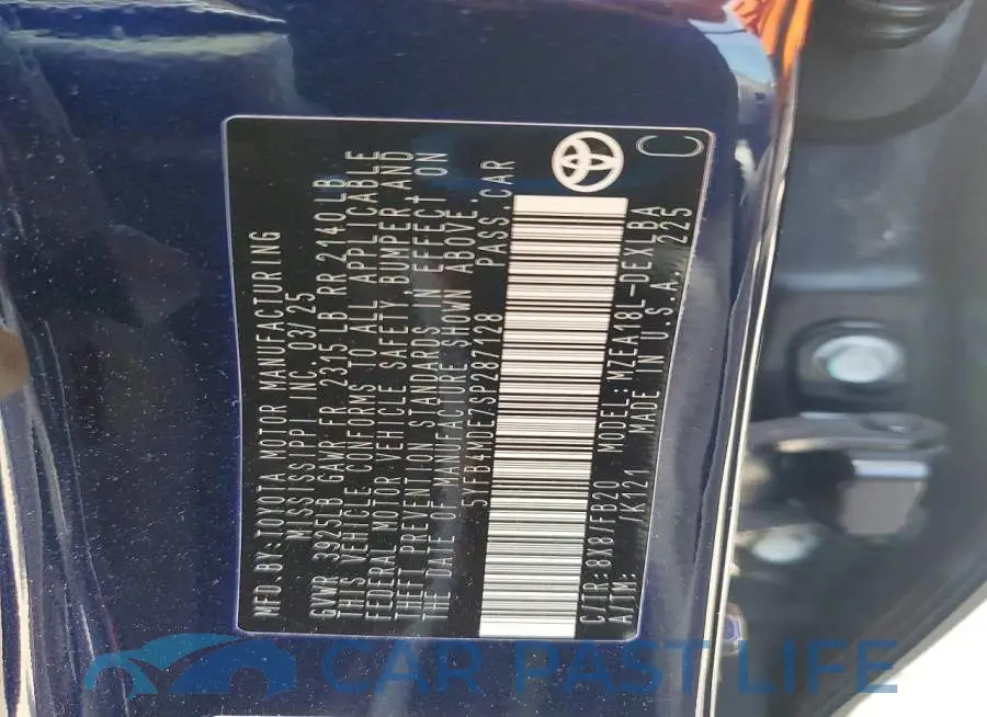 5YFB4MDE7SP287128# 12