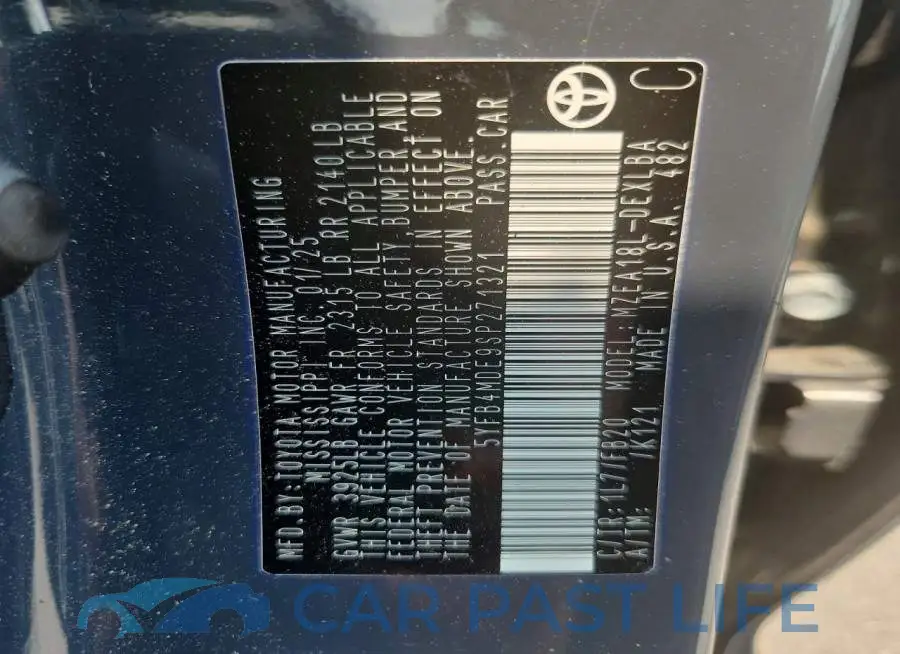 5YFB4MDE9SP271321# 12