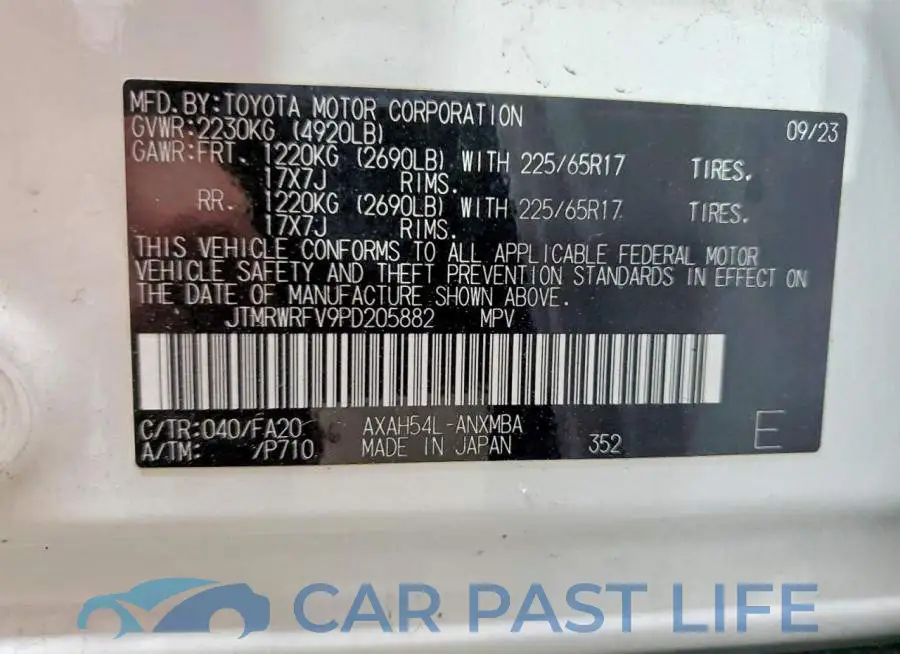 JTMRWRFV9PD205882# 13