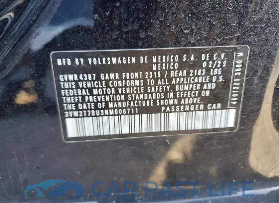 3VW2T7BU3NM006711# 13