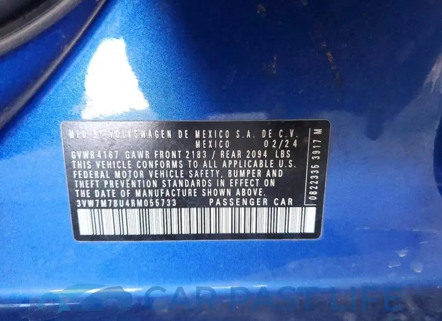 3VW7M7BU4RM055733# 12