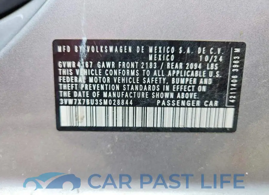 3VW7X7BU3SM028844# 12