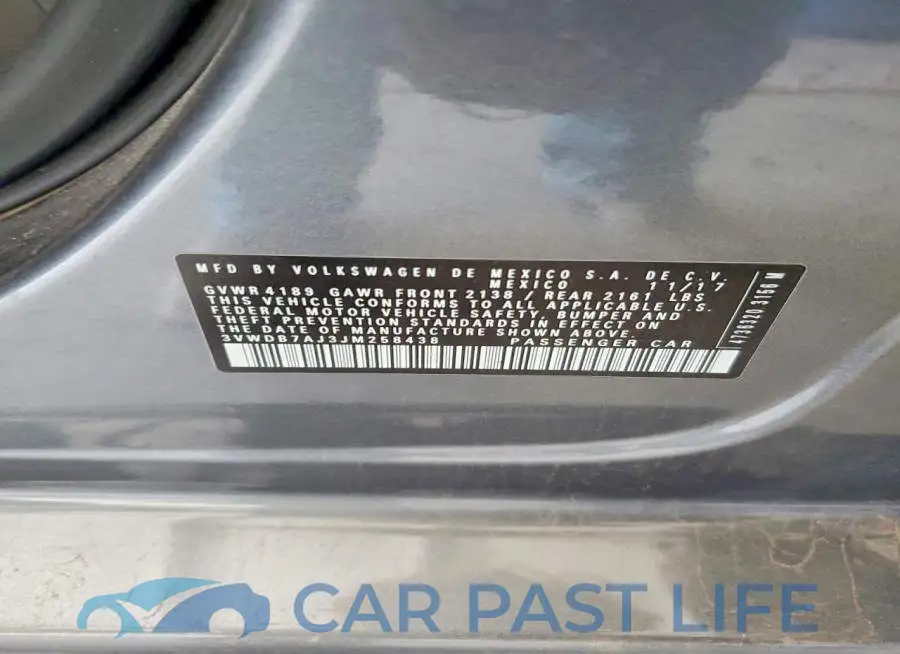 3VWDB7AJ3JM258438# 12
