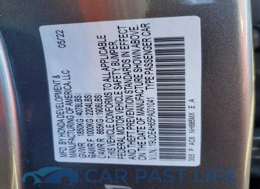 19UDE4H65PA001041# 12