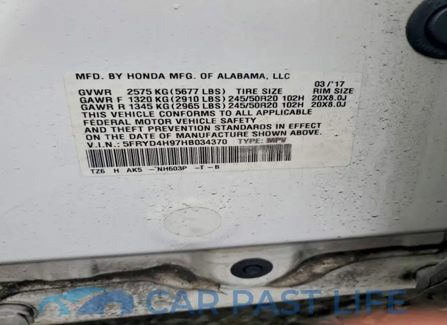 5FRYD4H97HB034370# 14