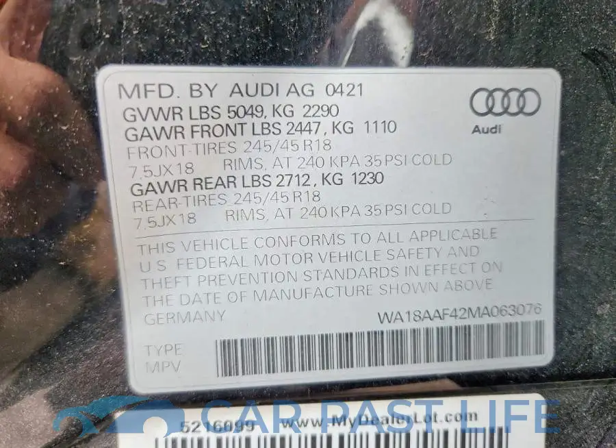 WA18AAF42MA063076# 13