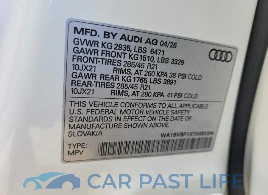 WA1BVBF1XTD031334# 13