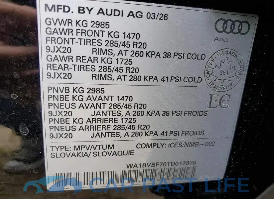 WA1BVBF70TD012876# 13