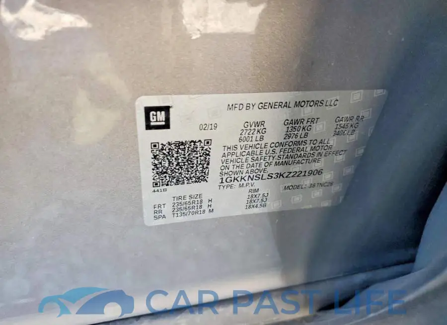 1GKKNSLS3KZ221906# 13