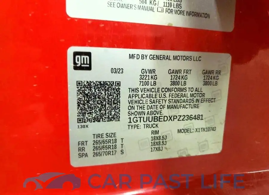 1GTUUBEDXPZ236481# 12