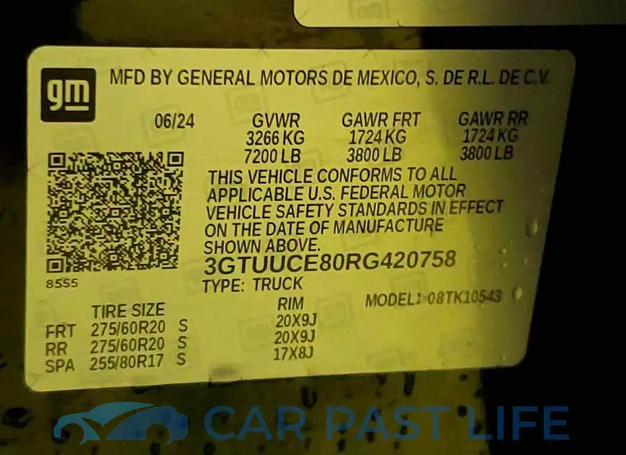 3GTUUCE80RG420758# 12