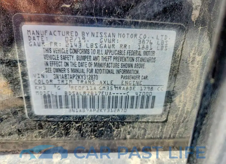 3N1AB7AP2KY312870# 12