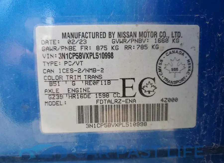 3N1CP5BVXPL510998# 13