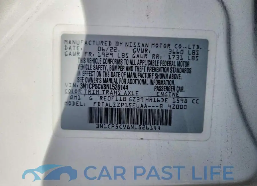 3N1CP5CV8NL526144# 13
