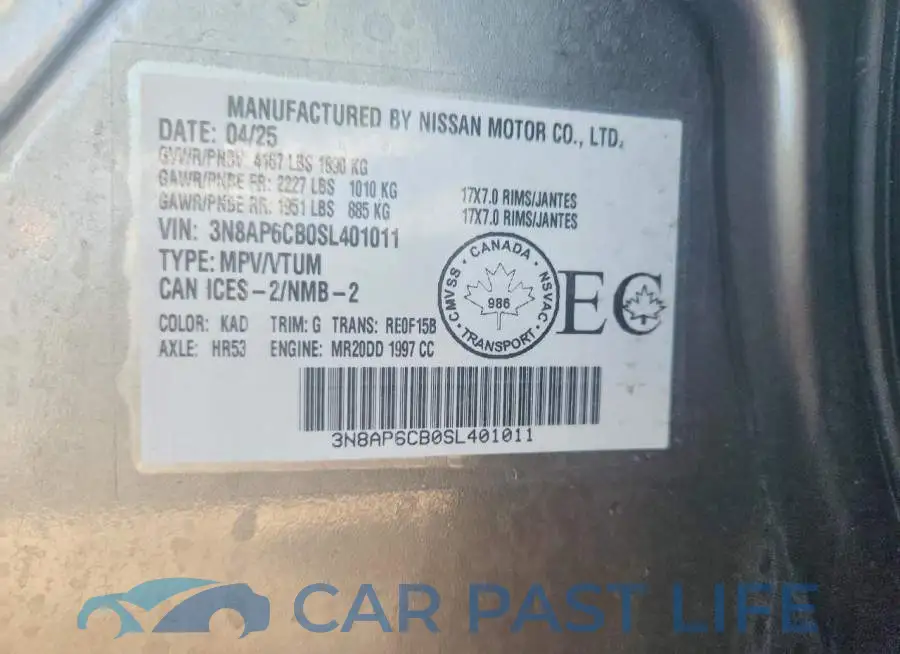 3N8AP6CB0SL401011# 14