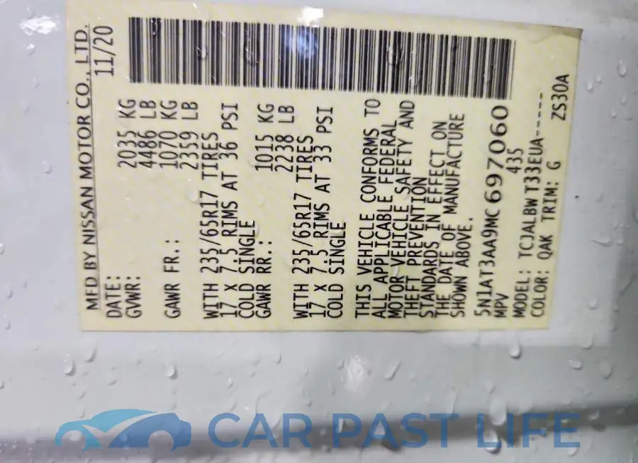 5N1AT3AA9MC697060# 12