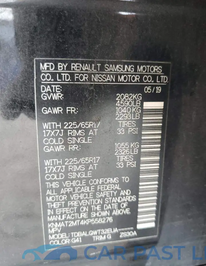 KNMAT2MT4KP558276# 14