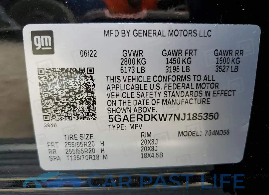 5GAERDKW7NJ185350# 13