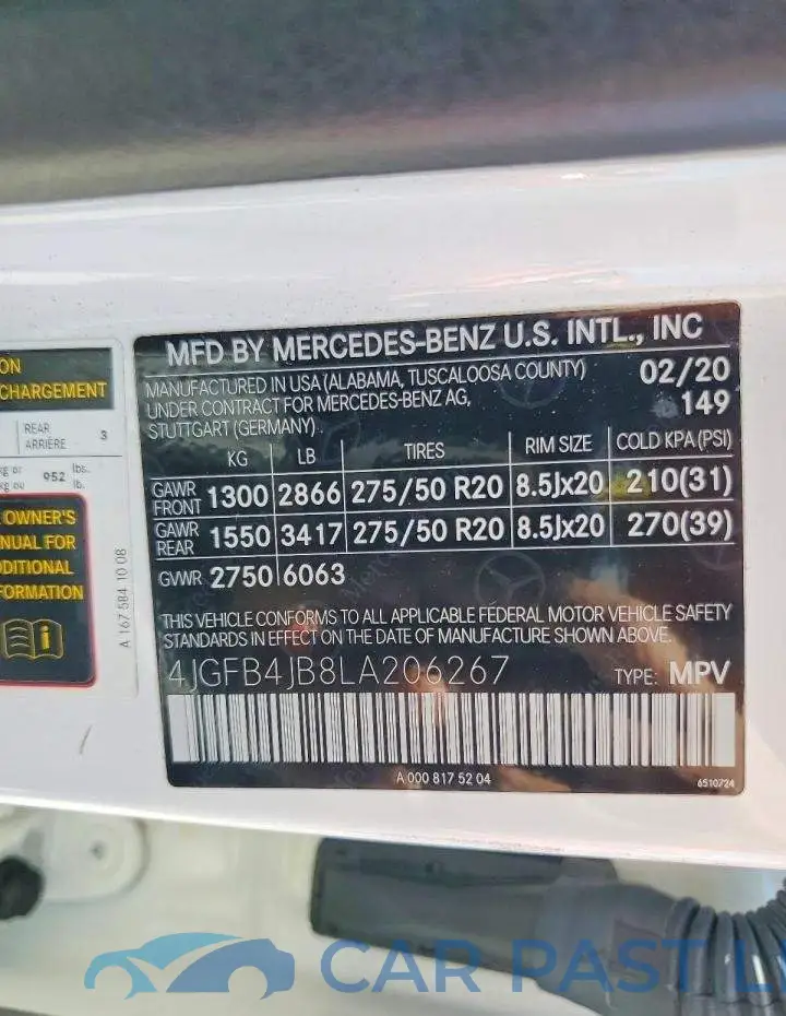 4JGFB4JB8LA206267# 13