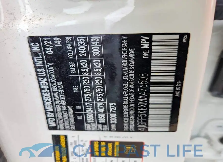4JGFF5KEXMA476508# 13