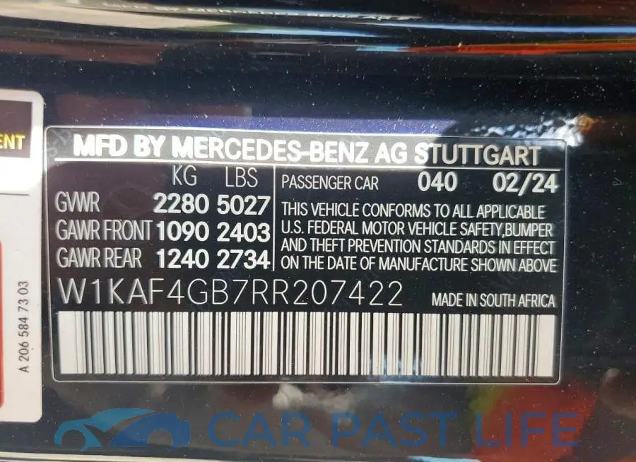 W1KAF4GB7RR207422# 12