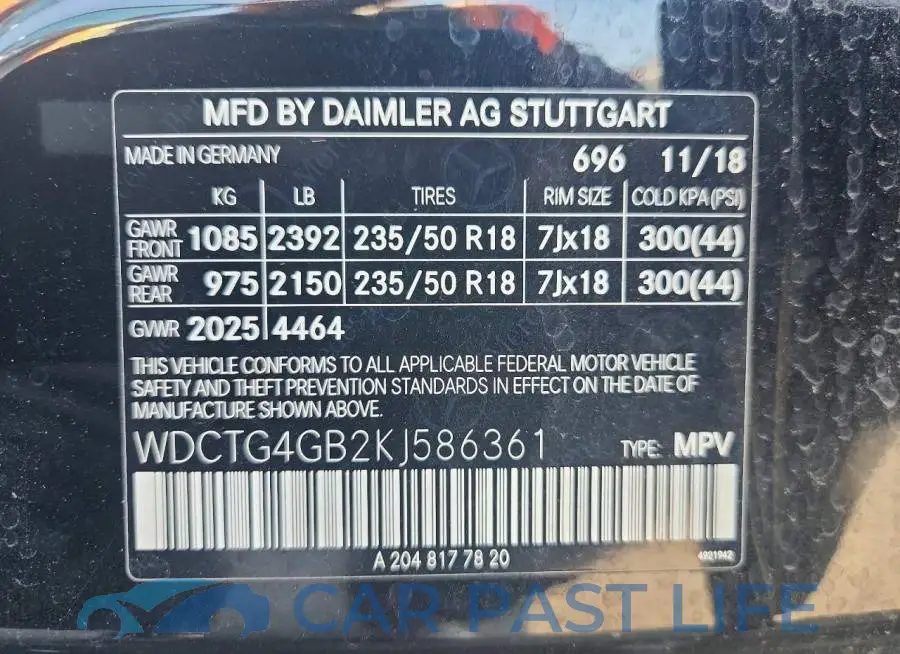 WDCTG4GB2KJ586361# 13