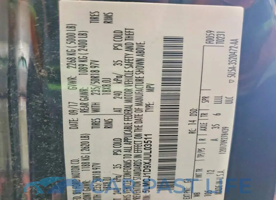 5LMCJ1D9XJUL03511# 12