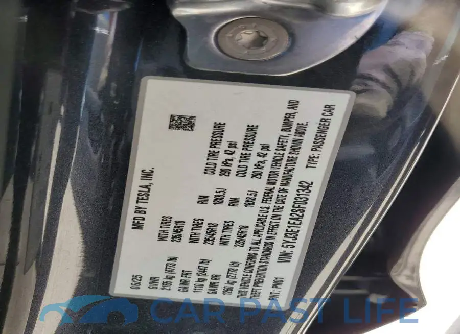 5YJ3E1EA2SF031342# 13