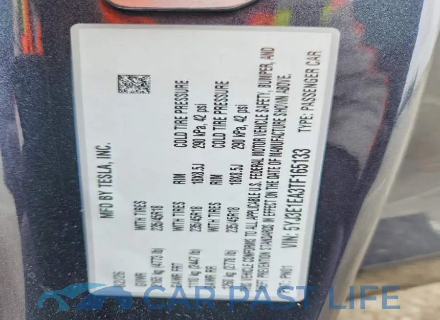 5YJ3E1EA3TF165133# 12