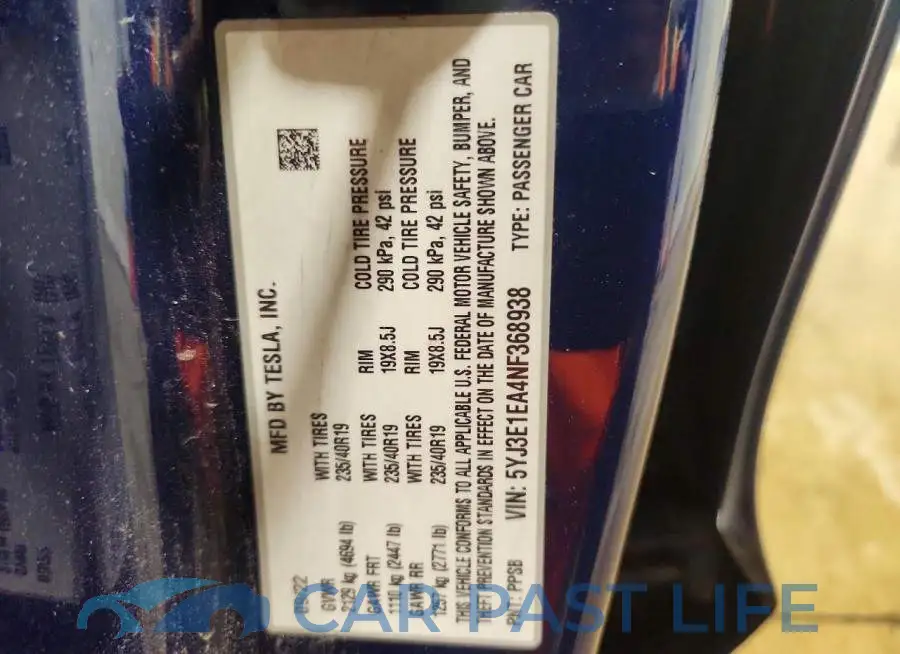 5YJ3E1EA4NF368938# 12