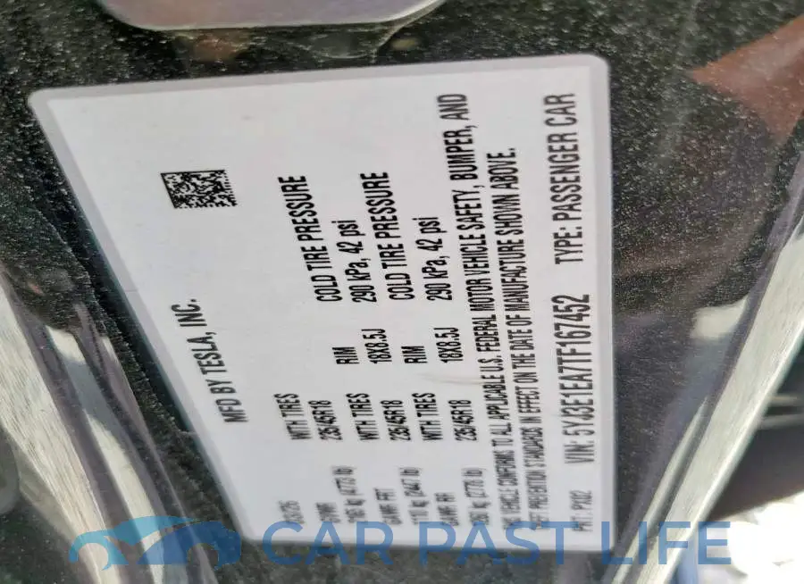 5YJ3E1EA7TF167452# 12